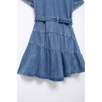 Moda Verano Primavera para Mujer OUWU Vestido Vaquero con Botón de Acolchado y Borde con Volantes - details 13