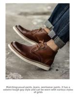 Zapatos de trabajo informales de cuero con tobillo alto Martin American y botas de moto rojas de invierno Oxford para hombre - details 10
