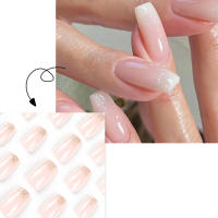 Kit de Manicura Casera Brillante Uñas Artificiales Medianas con Brillo de Rosa Nude - details 6