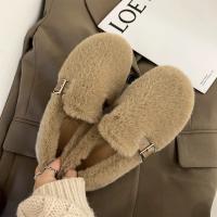 Mocasines planos de piel para mujer, zapatos cortos de felpa, cálidos, de algodón, informales, para caminar, de diseñador, nueva tendencia, Invierno - details 12