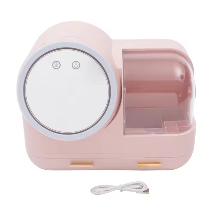 Organizador de maquillaje, vitrina de almacenamiento de cosméticos, estante de encimera rosa con 3 colores claros, 31x22x37,5 cm/12,2x8,66x14,76 pulgadas - 1