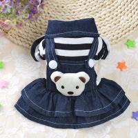 Vestido de Algodón a Rayas para Mascotas Falda Denim con Correas para Perros y Gatos - details 2