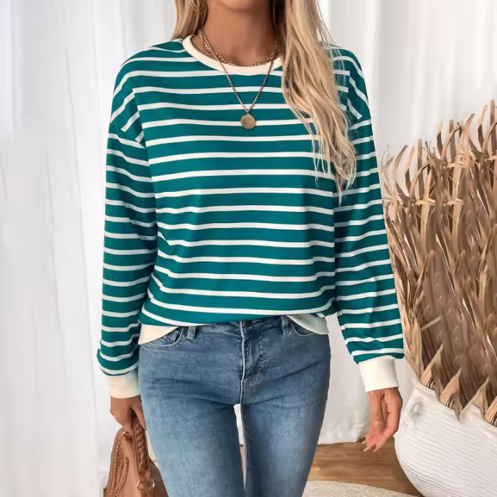 Ropa deportiva de moda con estampado a rayas, ropa de mujer. - 1