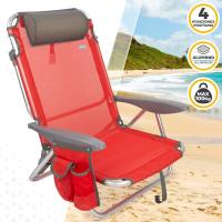 62262 - Pack de 2 sillas plegables multiposición para playa, jardín, terraza o camping beige, Medidas 64x11x64cm, 4 posiciones, con cojín en el cabecero, Incluye asa de transporte, Ibiza X2 - details 9