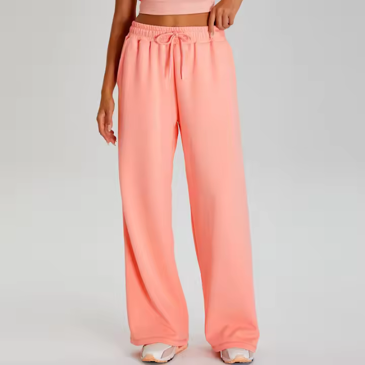 Pantalones deportivos ligeros, sueltos, informales, de pierna ancha para mujer, deportes al aire libre, con cordón elástico - 1