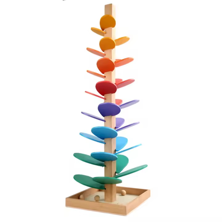Arcoíris de alta calidad para niños, juguetes educativos con música que suena, montaje de pétalos de madera y bolas de canicas - 1