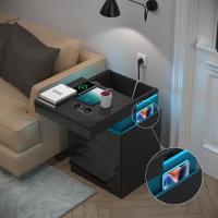 Mesita de Noche Inteligente con 3 Cajones, Mesita de Noche para Dormitorio, Mesas Auxiliares de Madera Estilo Moderno para Sala de Estar 45 x 40 x 67 cm - details 33