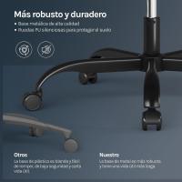 Silla de Oficina de Metal con Respaldar y Soporte Lumbar Asiento Amplio y Lleno de Cojín, Diseño de Malla Gris, GS11gr - details 33