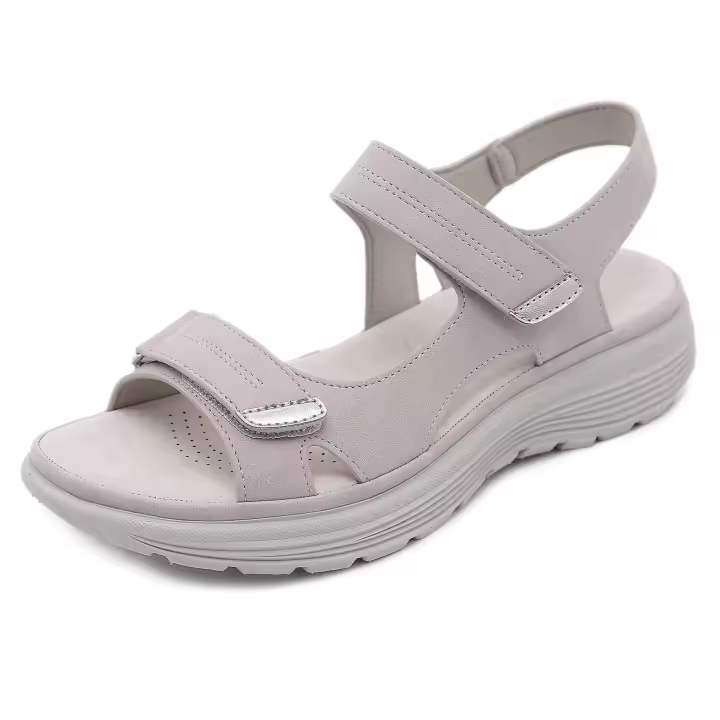 Sandalias de Cuero de Tacón de Cuña para Mujeres Moda de Zapatos Planos - 1