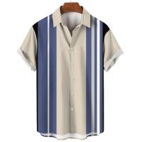 Camisa de botones a rayas a la moda para hombre, ropa de calle informal de negocios de manga corta de gran tamaño de verano - details 11