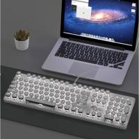 Teclado mecánico Retro Steam Punk para juegos, 104 teclas, luz blanca, tapa redonda, LED, retroiluminación brillante, con cable USB - details 7