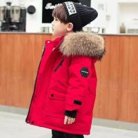 Abrigos de algodón para niños, ropa de abrigo gruesa con cuello de piel grande para invierno, chaquetas cálidas con capucha para niños, Parkas informales de moda para adolescentes - details 2