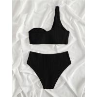 Conjunto de Bikini con Push-up para mujer, bañador Sexy de 2 piezas con un hombro, traje de baño de cintura alta, trajes de baño de verano 2023 - details 10