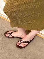 Chanclas planas, zapatos para mujer, ropa de verano, nuevo diseño de nicho casual, playa, vacaciones, sandalias con punta abierta. - details 6