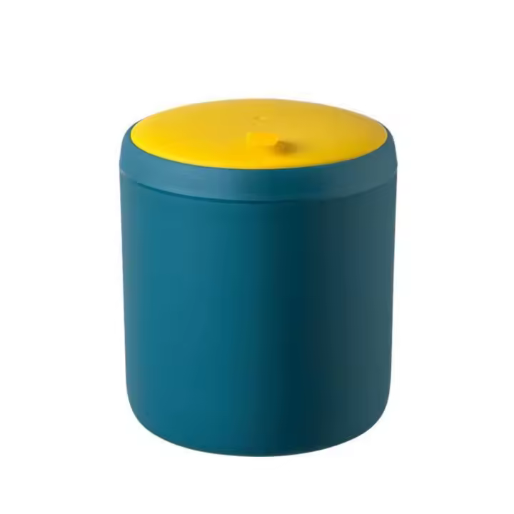 Cubo de basura de plástico tipo prensa, papelera portátil antiolor con tapa, Color de contraste, Mini cesta de basura de escritorio/sobremesa - 1