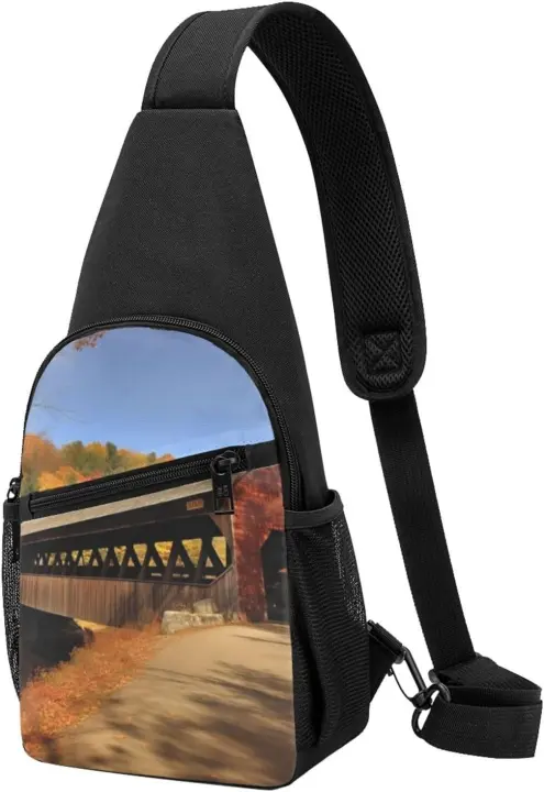 Mochila Cruzada de Flor de Lágrimas Morada Abstracta Bolso de Pecho para Hombres y Mujeres - 1