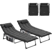 Tumbona Plegable de Playa con Almohada 190x68x31cm, Ajustable para 4 Posiciones, Carga de 300lbs - details 0