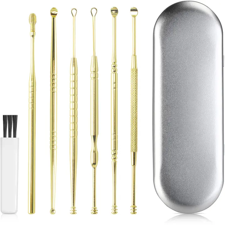 Kit de limpieza de oídos, herramienta segura para eliminar cera de los oídos, kit de eliminación de cera de los oídos, selección de oídos indolora, con caja de almacenamiento y cepillo de limpieza - 1