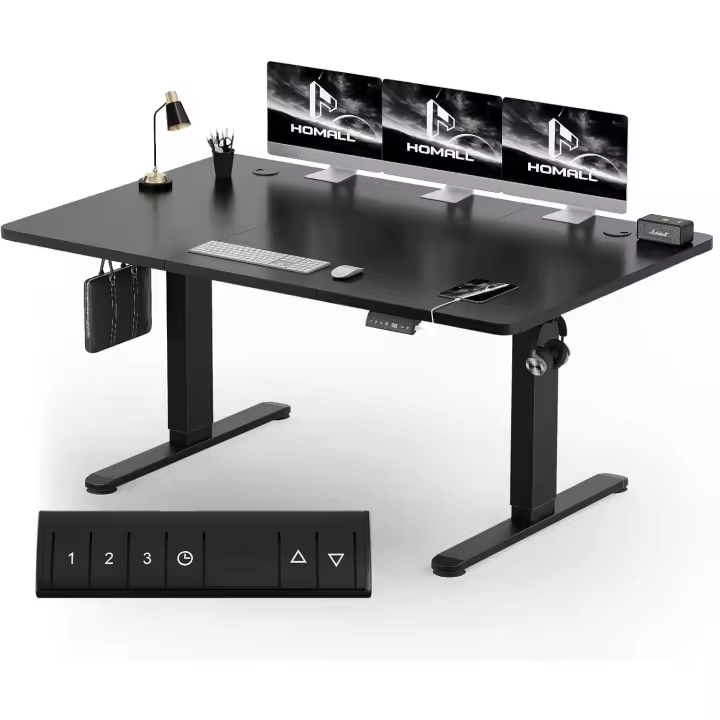 160x80 CM Elevable Regulable en Altura,Escritorio de Pie con Tablero de Cuatro Partes, Mesa Ordenador con Función de Memoria - 1