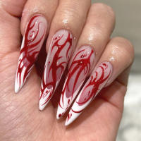 Uñas postizas con estampado de Blaze rojo, uñas postizas ultraflexibles de larga duración para compras, citas de viaje - details 5