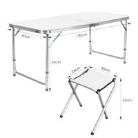Mesa plegable, juego de 5 uds., mesa de Camping de aluminio de 120cm plegable con 4 taburetes, muebles de exterior, mesa de Picnic y silla portátil - details 11