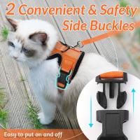 Arnés y correa para gatos para caminar, arneses de chaleco ajustables suaves a prueba de escapes para gatos, chaqueta con tiras reflectantes transpirables de fácil control, - details 4