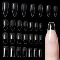 120 unidades/bolsa punta de ataúd juego completo de uñas postizas transparentes presión Artificial bailarina larga - details 2
