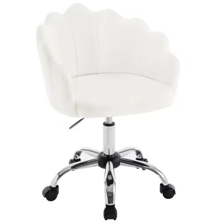 Silla de Escritorio Giratoria de 360 Grados Silla de Vestir de Terciopelo con Espalda de Peta y Ruedas Altura Ajustable Muebles y Organización - 1