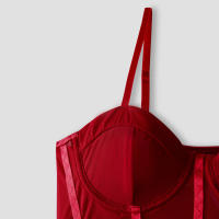 Shaper body sling mesh perspectiva simple hot girl ins viento aros de acero reunir onesie rojo - details 4