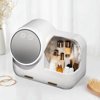 Organizador de cosméticos con espejo, caja de belleza con luz y tapa a prueba de polvo, luz LED, carga USB - details 3