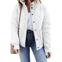 Chaqueta acolchada de manga larga para mujer, abrigo informal de primavera y otoño, Cuello de pie, con bolsillos - details 12
