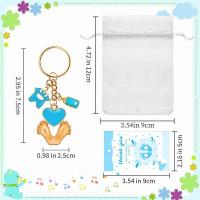 Llaveros con huella para Baby Shower, regalos con biberón, ropa de bebé, bolsas de Organza blancas para suministros de fiesta - details 0