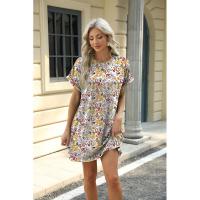 BUNO-2025 Camiseta holgada de manga corta para mujer, vestidos estampados con bolsillos y cuello redondo - details 39
