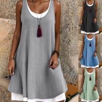 Vestido de Verano Casual sin Mangas Falda Suelta de Dos Piezas Falsas para Mujeres - details 0