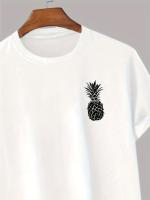 Camiseta 100% algodón con estampado de piña para hombre, camiseta informal de manga corta con cuello redondo, ropa de hombre para exteriores - details 19