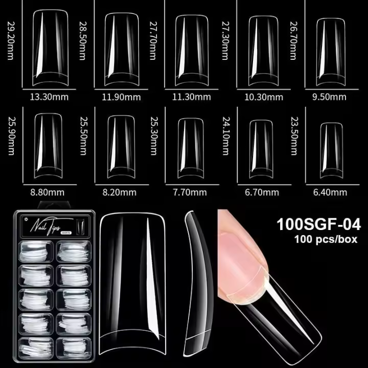 100 UDS punta de gel suave prensada en cuadrado de almendra herramienta de extensión artificial completa uñas postizas accesorios DIY - 1