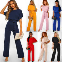 Mameluco Capri recortado de pierna ancha para mujer, pantalones Palazzo, mono de manga corta con pajarita - details 0