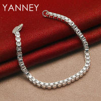 Pulsera de cadena de plata de 8 pulgadas, 4 mm, para hombres y mujeres - details 0