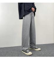 Pantalones vaqueros negros de pierna ancha para hombre, pantalones sueltos de pierna recta, marca de moda, pantalones largos de nueve puntos - details 8