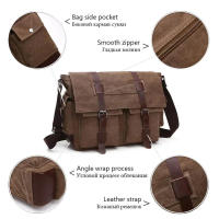 Bolso bandolera para ordenador portátil de 16 pulgadas para hombre, lona, ​​uso diario - details 9