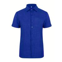 Camisa clásica de manga corta para hombre, camisa informal de Color sólido para vacaciones de verano - details 12