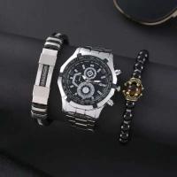 Reloj Deportivo de Cuarzo Automático Correa de Deportes de Cuero Impermeable con Banda de Acero - details 4