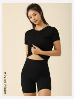 Camisetas Deportivas Mujer MOVING PEACH Camiseta de Yoga Top Dri-fit T-shirts Gym Top Front Wrap Detalle Transpirable ETM Material Exterior 47% Viscosa 47% Algodón 6% Spandex - details 9