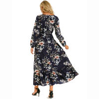 2024 mujeres Maxi vestido Casual de manga larga de cintura alta playa Mujer vestidos de gasa vestidos florales Mujer nuevo - details 25