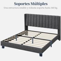 Cama Doble Tapizada 140 x 200cm Estructura de Madera y Metal Moderno Ideal para Adultos 2 Personas - details 36