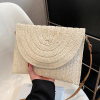 Bolso cruzado de hombro tejido de paja para mujer, bolso de mano de playa, bolsos de sobre hechos a mano informales de verano - details 25