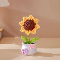 Flores de ganchillo de girasol, flor de Tuilp tejida a mano, maceta de flores tejidas de ganchillo terminada, regalo del Día de la madre - details 2
