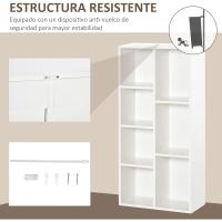 Estantería de Madera para Libros 7 Compartimentos para Almacenamiento Ideal para Sala de Estar, Dormitorio, Oficina Tamaño 50x24x106 cm Blanco - details 5