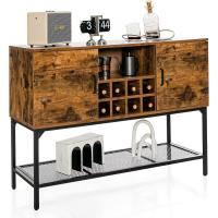 Estante de Vino de Metal Resistente 8 Botellas, 2 Puertas, Diseño de Malla, Ajustable, Para Sala de Estar, Cocina, 120×40×85cm - details 0