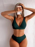 Bikini unicolor para mujer, traje de baño Sexy, conjunto de Bikini con Push-up, traje de baño brasileño, ropa de playa para verano - details 12